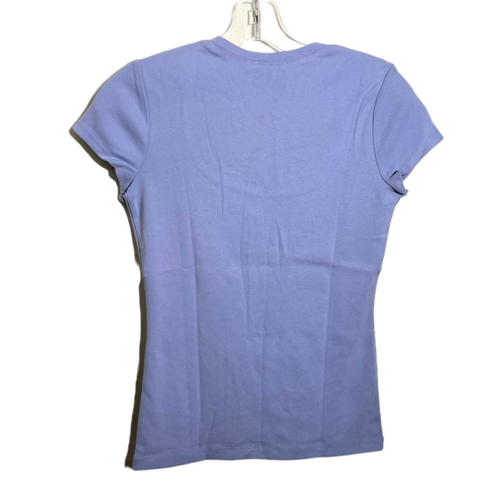 NWT Ann Taylor LOFT Purple 100% Cotton Short Sleeve Scoop Neck T-Shirt, Size XS - Picture 2 of 7